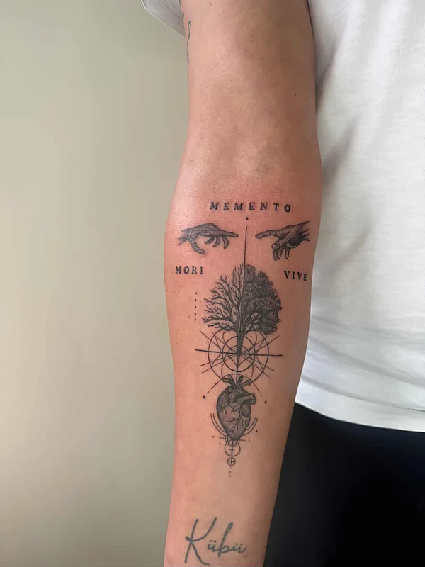 Memento mori dövmesi · ön kol